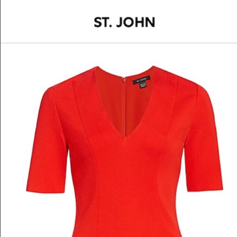 ST JOHN A-Line Geranium Colored Dress Size 14